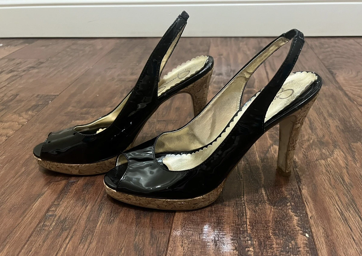 jessica simpson black peep toe heels