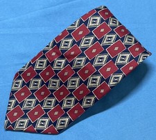 BROOKS BROTHERS Navy/Maroon RECTANGLES/DIAMONDS 100 Silk MEN'S Neck Tie