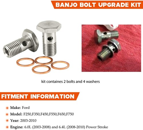 Fuel Banjo Bolt Ultra High Flow Upgrade Kit for Ford 6.0L & 6.4L Powerstroke - Foto 3 di 8