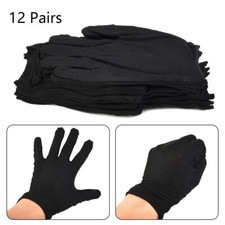 12 Pairs Soft Large Black Cotton Gloves Jewelry Inspection Handling Thin Gloves