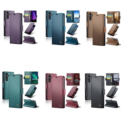 Premium Real Slim PU Leather Magnetic Card Wallet for Samsung Galaxy S24 FE USA