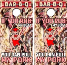 You Can Pull My Pork Cornhole Board Wrap LAMINATED Decals Vinyl Sticker 4712