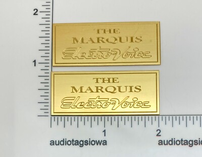 ElectroVoice EV The Marquis Speaker Badge Custom Engraved Brass Pair