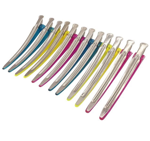 Pinzas para el cabello de pico de pato con sección transparente 12 piezas peinado peluquería  Foto 2 de 4