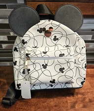 Bioworld Disney's Mickey Mouse Mini White & Black Backpack with Ears NWT