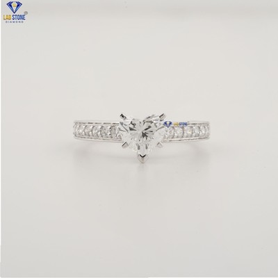 1.568 TCW  Heart And Round cut Labgrown Diamond Ring  925 silver Labstone