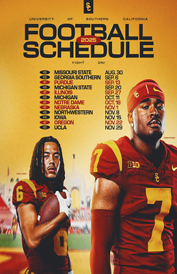 USC Trojans 2025 Schedule Poster 11 x 17 inches USC Trojans