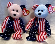 SET of 2 1999 SPANGLE BEANIE BABY Pink  Blue Faces Hologram NWT