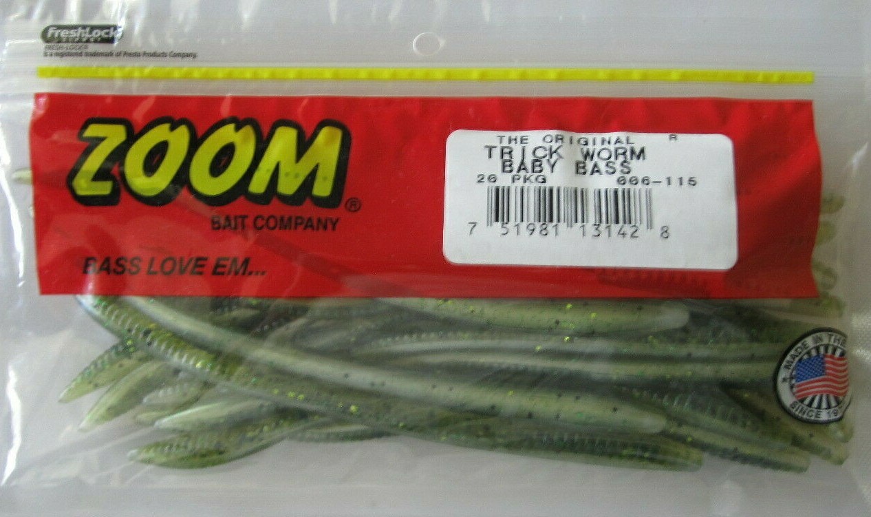 ZOOM BAIT Trick Worm - 20/Ct Pack - 6.5 - Baby Bass