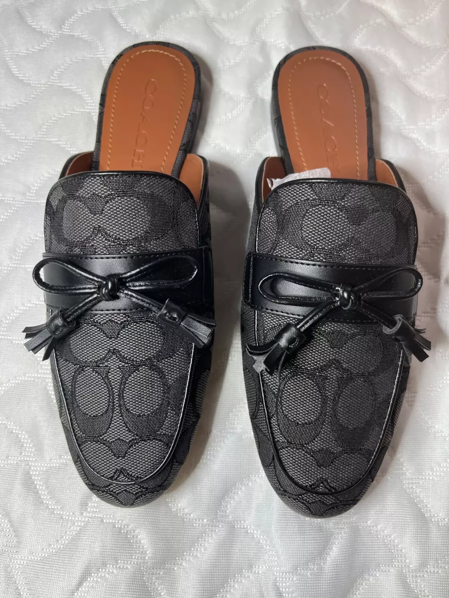 New Black Coach Stassi Sig JACQ Slide Size 7B eBay