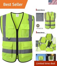 Safety Vest for Men Women Hi Vis Vest with Pockets Mesh High Visibility Vests...