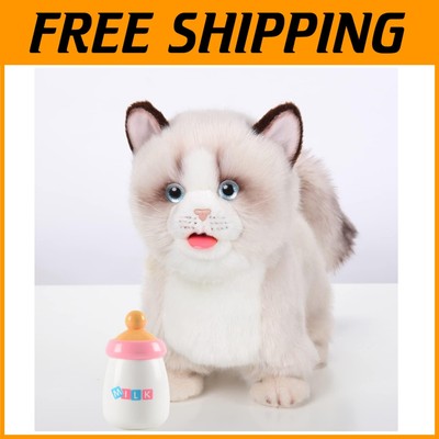 Realistic Plush Ragdoll Cat Toy with Walking, Barking & Talking Functions