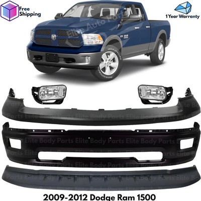 Front Bumper Paintable Steel & Fog Lights Kit For 2009-2012 Dodge Ram 1500