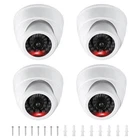 4 Pcs Fake Security Camera Dummy Dome Cameras with Red Light/Screw/Cover, White