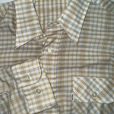 Vintage 1979 Levi's Beige and White Plaid Button Down Shirt Size Large