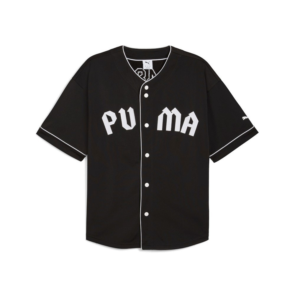PUMA Oversized VNeck Short Sleeve Baseball Jersey Mens Black  63470501