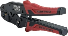Klein Tools Ratcheting Crimper for 10-22 AWG Insulated Wire Terminals Red Black