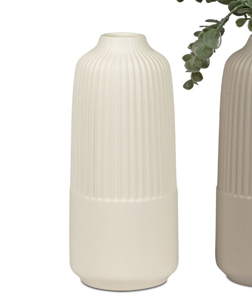 Dekovase Vanilla Mit Relief Rund H. 26Cm Matt Creme Aus Keramik Formano Wa-image