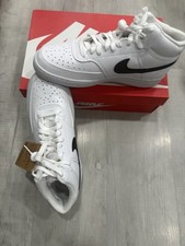 Nike Court Vision Mid Top White/White/Black Men's Sneakers NIB AT-3/59