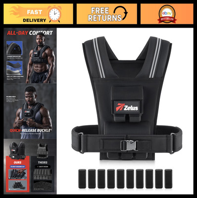 Adjustable Weighted Vest 23/36/45lbs with Removable Weights & Reflective Strips