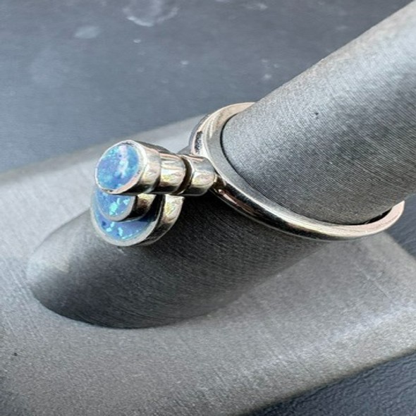 Kenetics Lab 925 Sterling Silver Lab-Created Opal Revolving Kinetic Spinner Ring ...