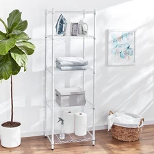 5-tier White Shelving Unit Standing Shelf Unit Adjustable Shelf Home Organizer