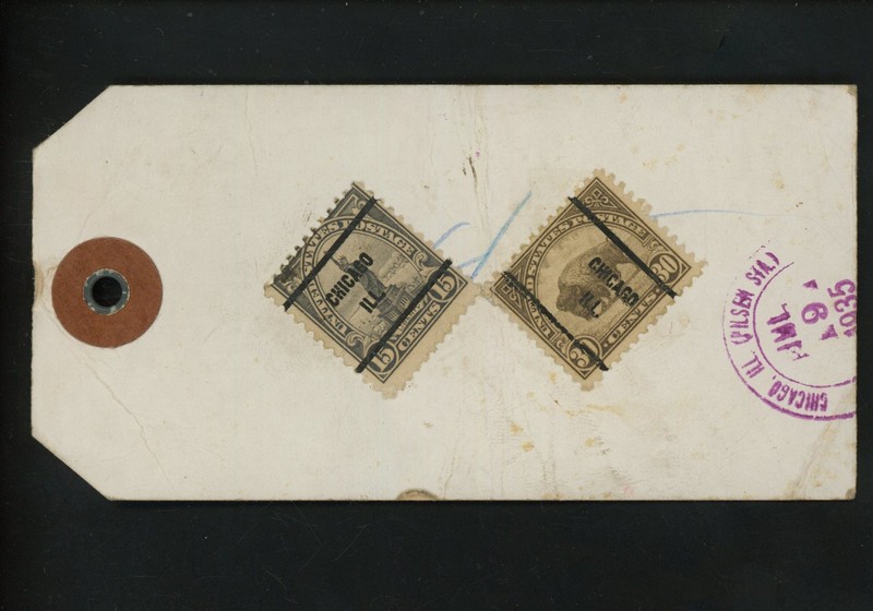 US Postal History #696+700 COD Card 4th Class 1935 Chicago IL to Mount Holly NJ 