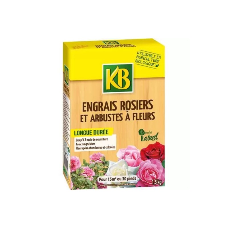 Engrais pour rosiers KB 1,5kg formule longue durée pour stimuler une floraison abondante