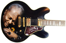 B.B. King Autographed Airbrushed Gibson Epiphone Lucille Guitar UACC AFTAL PSA