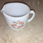 Vintage Fire-King Milk Glass Creamer with Floral Pattern