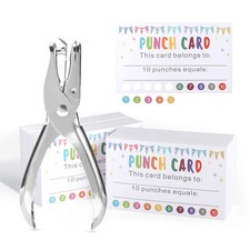 Punch Cards, 200 Pack Reward Punch Cards with Hole Puncher, Behavior Incentiv...