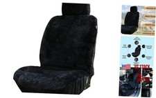 Premium Sheepskin Car Seat Cover - All Season Comfort and Black Color