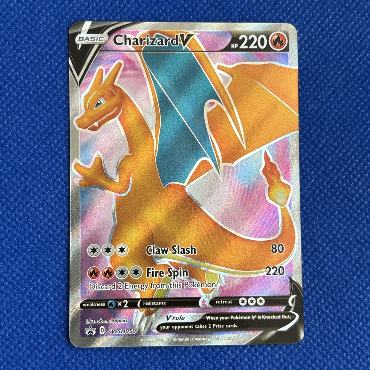 Pokemon {Charizard V} SWSH050 Full Art Holo Black Star Promo NM