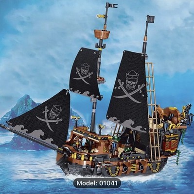 Pirate Ship Building Block Set ZHE GAO 1328pcs Black Sails Crew Raft