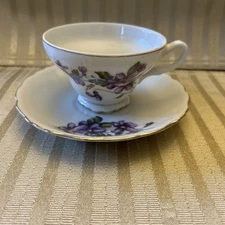 Vintage Floral Cup And Saucer With Gold Trim