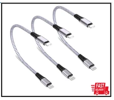 [Apple MFi Certified] Short USB-C to Lightning Cable, 3Pack 8 Inch Nylon Braided
