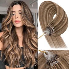 50s/100s Micro Loop Bread Hair Extensions 14"-24" Invisible Micro Link Balayage