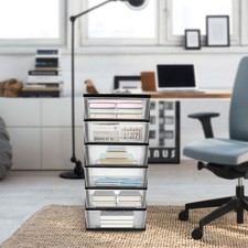 Rolling Drawer Cart Mobile PP 6-Drawer Dorm Storage Cart for Offices Home