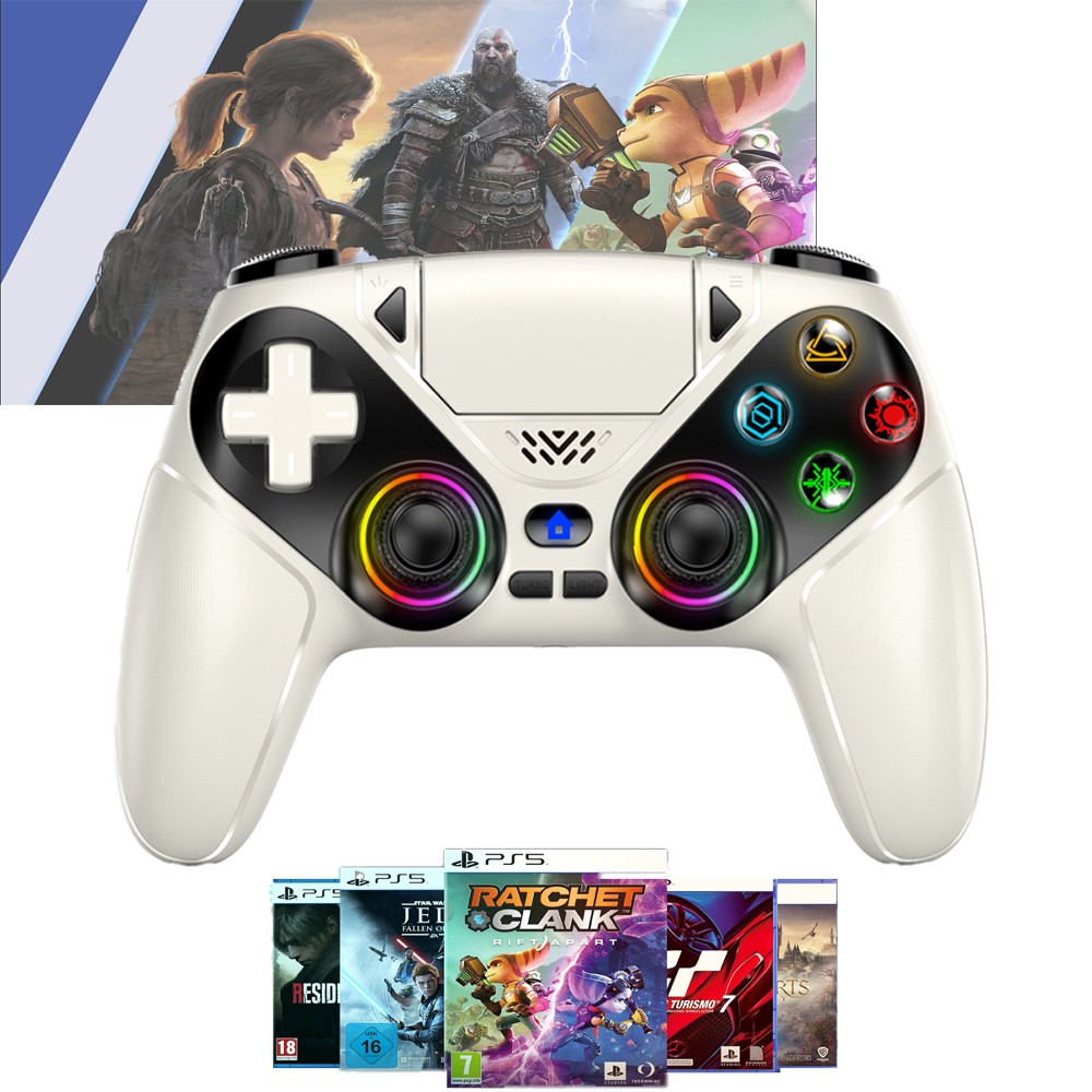 1-Pair For Sony Playstation 5 PS5 DualSense Wireless White Controller w/Flash-SY