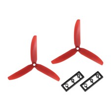 RC Propellers 5"x3" 3-Vane Multi-Rotor Aircraft Toy Red 1 Pair w Adapter Ring
