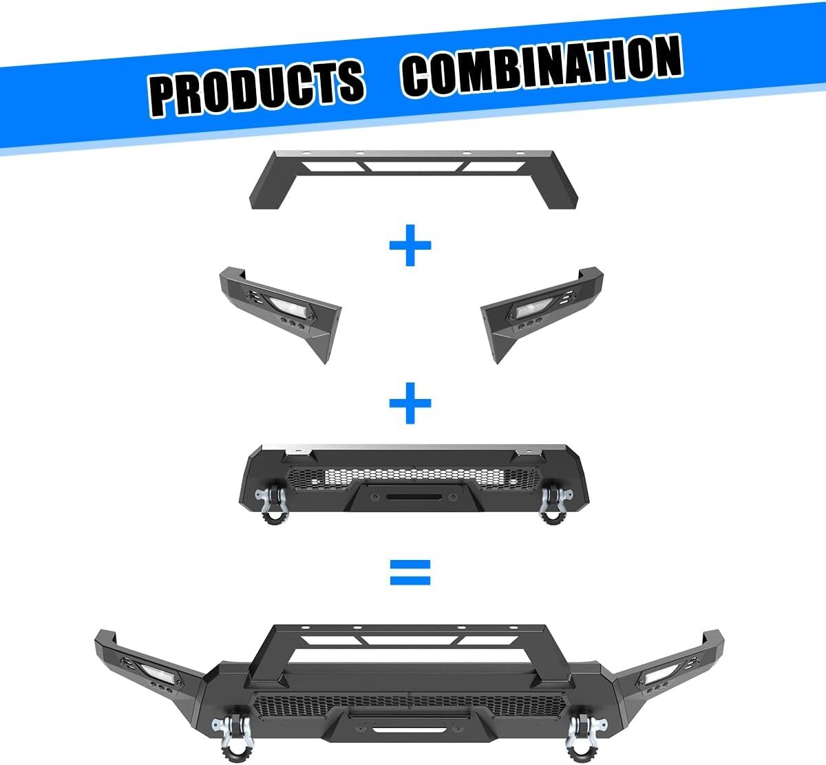 Steel Front Bumper For 2016-2023 Toyota Tacoma w/Turn Signal Light+D-Rings Black