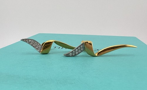 Vtg. Tiffany & Co. 1983 Diamond Chrysalis Earrings 18k Paloma Picasso - Picture 6 of 6