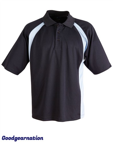Mens Contrast POLO SHIRTS Micro Mesh Cool Dry Work Sports Club Gym Short - Picture 6 of 19