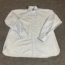 Ben Silver Shirt Mens 16.5 38 XL Blue Striped Cotton Formal Wedding Dress Fine