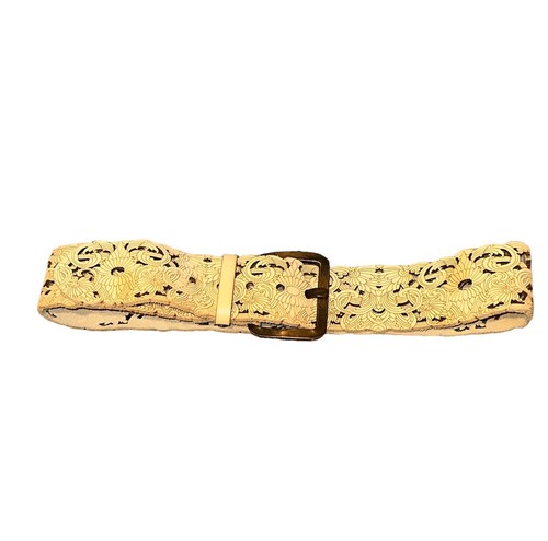 Cinturón ancho vintage de cuero crema Suzi Roher talla mediana hecho en Italia - Imagen 2 de 4