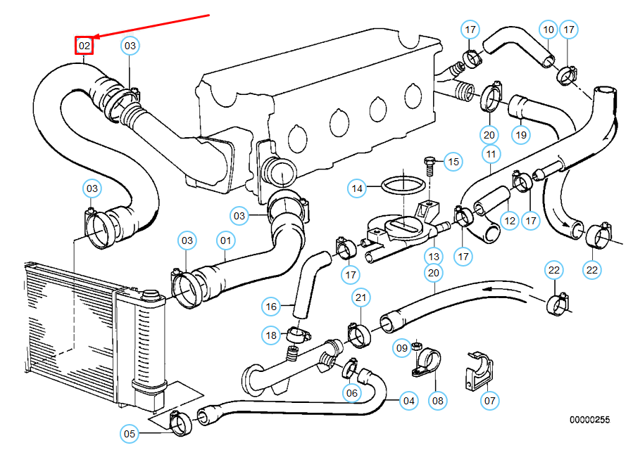 BMW 3 E30 Cooling System Water Hose 11531709051 1709051 NEW 