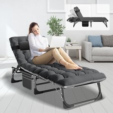 Folding Camping Cot Bed Adjustable 5 Position Patio Lounge Chair Sleeping Cots
