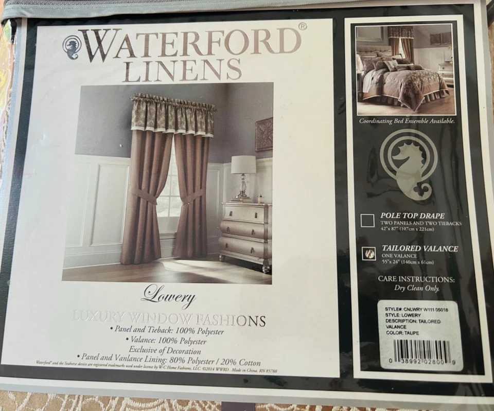 2 Новые оконные балдахины Waterford постельное белье Lowery роскошь на заказ серо-коричневый 55 «x 24» - Изображение 3 из 4