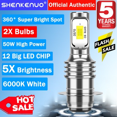 2-Pack 6000K White LED Headlight Bulbs For Kawasaki Bayou 220/300 2001-2004 – H6M 2 thumbnail image