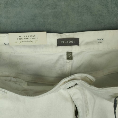 NEW DL1961 Ultimate Jean Men 40x32 Blank White Nick Slim Straight NWT $208 *Spot - Picture 8 of 13
